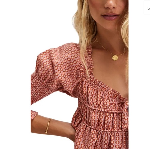 NWT Free People Star Dip Tiered Smocked Button Front Cotton Dress - Picture 2 of 9